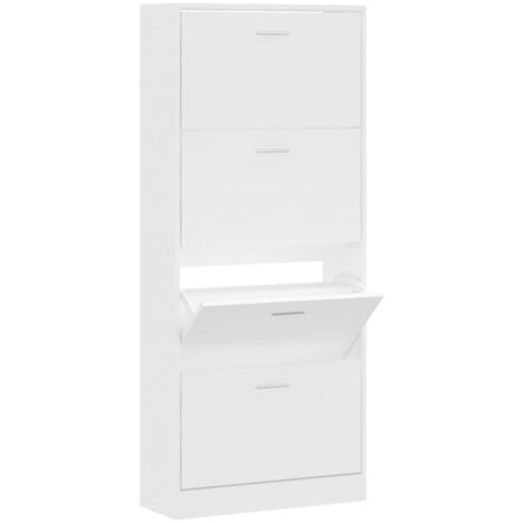 vidaXL Scarpiera Bianca 63x24x147 cm in Legno Multistrato