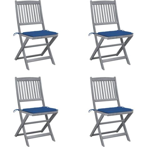 Sedie da Giardino Pieghevoli 4pz con Cuscini in Massello Acacia vidaXL