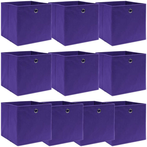 Scatole Portaoggetti 10pz Viola 32x32x32 cm Tessuto vidaXL (1/5)