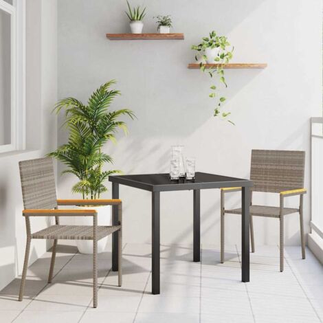 vidaXL Set da Pranzo per Giardino 3 pcs Grigio Poly Rattan (1/5)