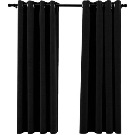 vidaXL Tende Oscuranti Effetto Lino con Occhielli 2 pz 140x175 cm Nere