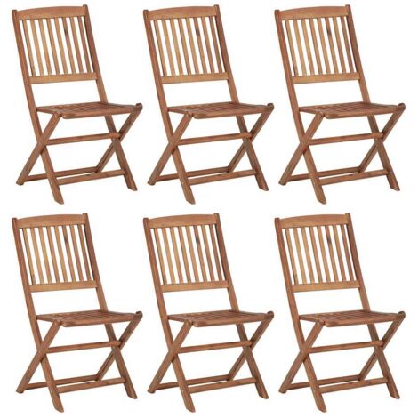 vidaXL Sedie da Giardino Pieghevoli 6 pz in Legno Massello di Acacia
