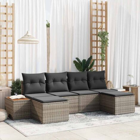 vidaXL Set Divano da Giardino 6 pcs Grigio Rattan in Polipropilene (1/5)