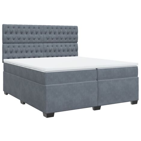 vidaXL Giroletto a Molle con Materasso Grigio Scuro 200x200 cm Velluto (1/5)