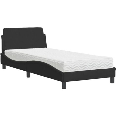 vidaXL Letto con Materasso Dover Nero 90x190 cm in Velluto (1/5)