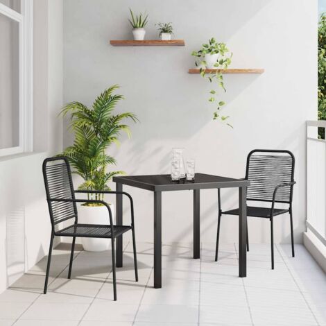 vidaXL Set da Pranzo per Giardino 3 pcs Nero (1/5)