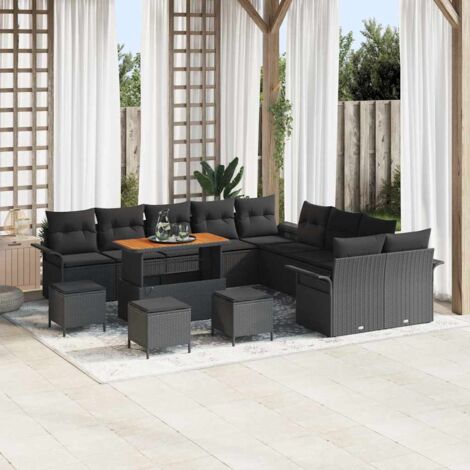 vidaXL Set Divano da Giardino 14 pcs Nero polyrattan (1/5)