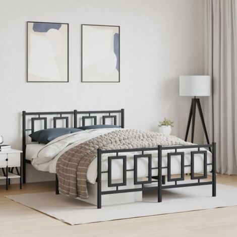 vidaXL Giroletto con Testiera e Pediera Metallo Nero 135x190 cm (1/5)