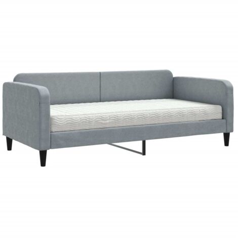 vidaXL Divano Letto con Materasso Grigio Chiaro 90x190 cm in Tessuto