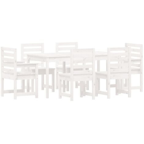 vidaXL Set da Pranzo per Giardino 7pz Bianco in Legno Massello di Pino (1/5)