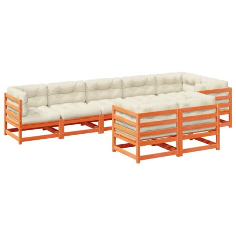 vidaXL Set Divani Giardino 8 pz con Cuscini Marrone Cera Massello Pino (1/5)
