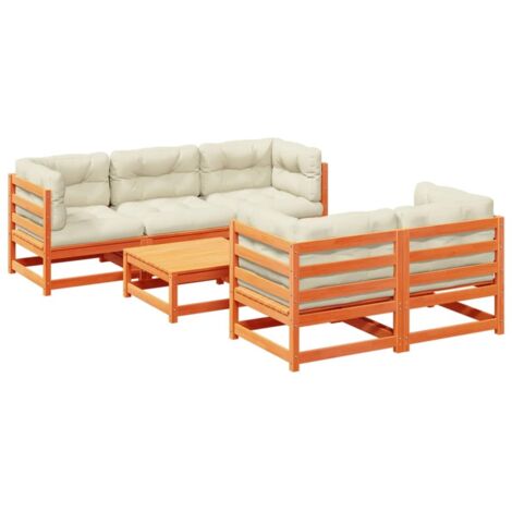 vidaXL Set Divani Giardino 6pz con Cuscini Marrone Cera Massello Pino (1/5)
