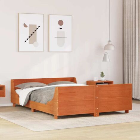 vidaXL Letto senza Materasso Marrone Cera 120x190 cm in Legno di Pino (1/5)