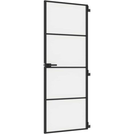 vidaXL Porta per Interni Nera 76x201,5cm Vetro Temperato e Alluminio
