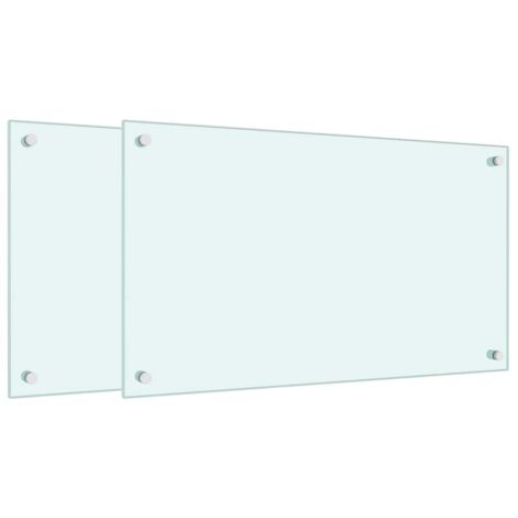 vidaXL Paraschizzi per Cucina 2 pz Bianchi 70x40 cm in Vetro Temperato