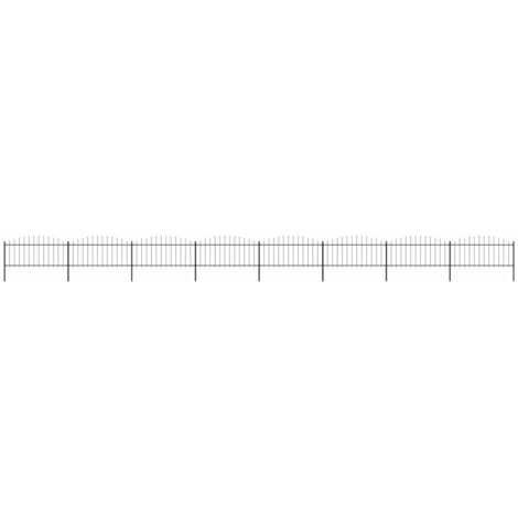 vidaXL Recinzione da Giardino con Punta a Lancia in Acciaio 1426x75 cm Nera