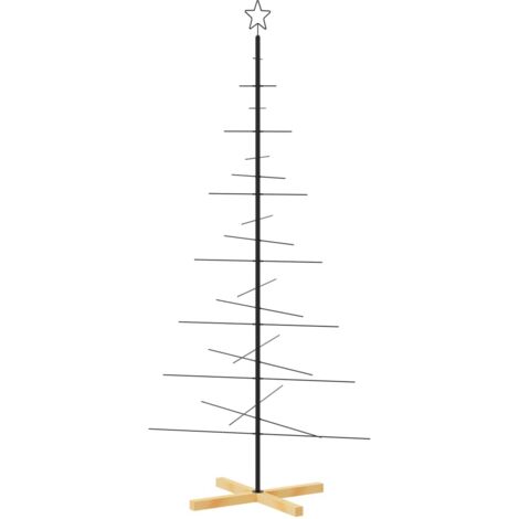 vidaXL Albero di Natale in Metallo con Base in Legno Nero 180 cm