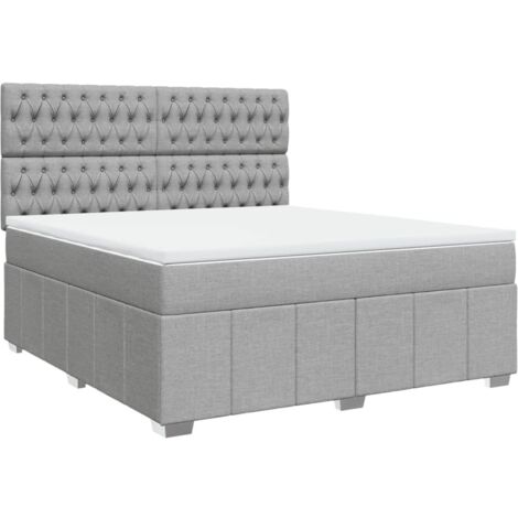 vidaXL Giroletto a Molle con Materasso Grigio Chiaro180x200 cm Tessuto