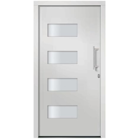 vidaXL Porta d'Ingresso in Alluminio e PVC Bianco 100x210 cm