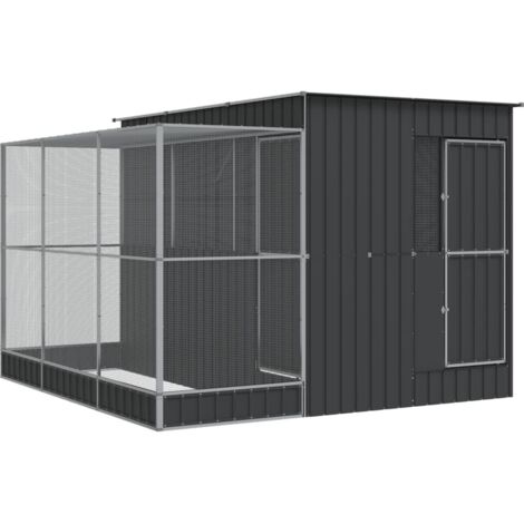 vidaXL Voliera con Estensione Argento 290x303x216 cm Acciaio