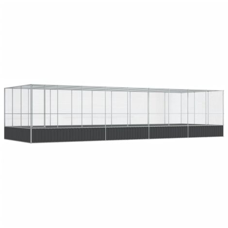 vidaXL Voliera con Estensione Argento 932x307x212 cm in Acciaio