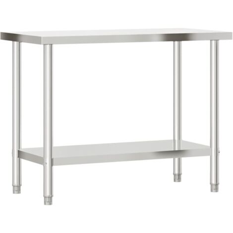 vidaXL Tavolo da Lavoro da Cucina 110x55x85 cm in Acciaio Inossidabile