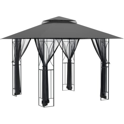vidaXL Gazebo con Pareti Laterali Antracite 300x300x270 cm Acciaio