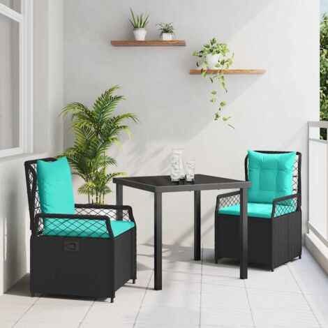 vidaXL Set da Pranzo per Giardino 3 pcs Nero polyrattan (1/5)