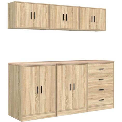 vidaXL Armadi da Garage 6 pz Rovere Sonoma in Legno Multistrato (1/5)