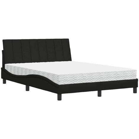 vidaXL Letto con Materasso Hanko Nero 140x190 cm in Tessuto (1/5)