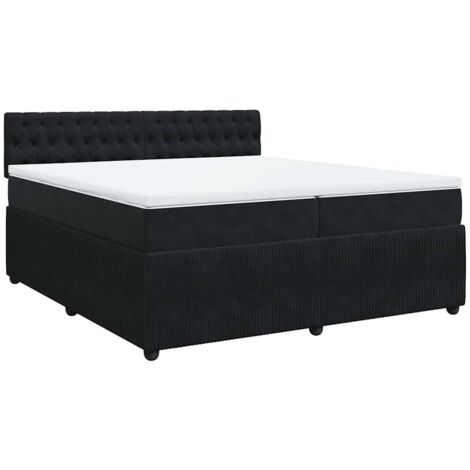 vidaXL Giroletto a Molle con Materasso Nero 200x200 cm in Velluto (1/5)