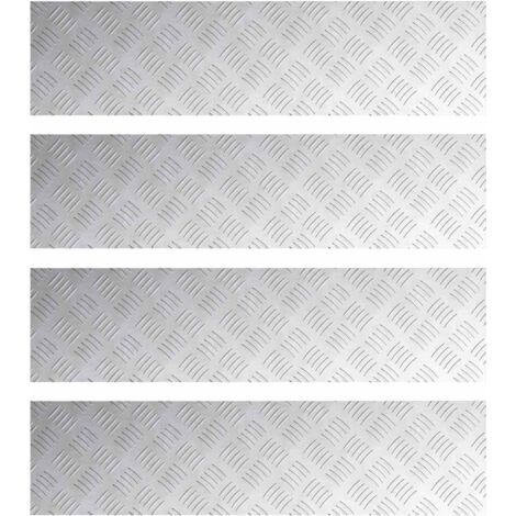 vidaXL Dischi Quadrati 4 pcs Argento 100 x 25 cm Alluminio