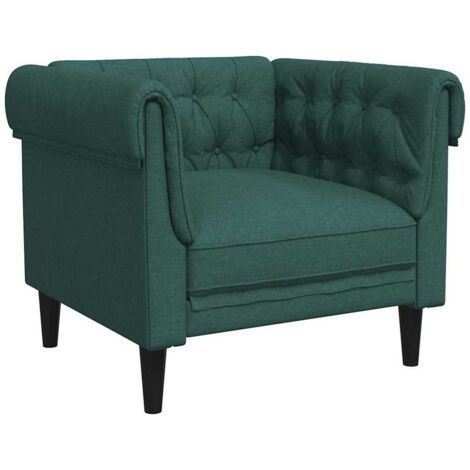vidaXL Poltrona Chesterfield Verde Scuro in Tessuto