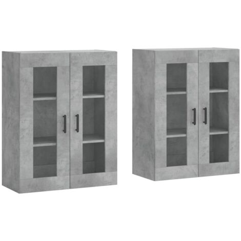 vidaXL Armadietti a Parete 2 pz Grigio Cemento in Legno Multistrato (1/5)