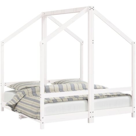 vidaXL Giroletto per Bambini Bianco 2x(70x140)cm Legno Massello Pino (1/5)
