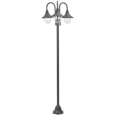 vidaXL Lampione da Giardino E27 220 cm Alluminio 3 Lampade Bronzo