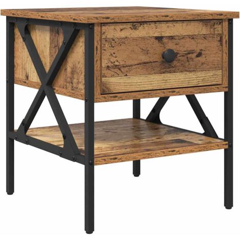 vidaXL Comodino con cassetto Legno vecchio 40 x 42 x 45 cm