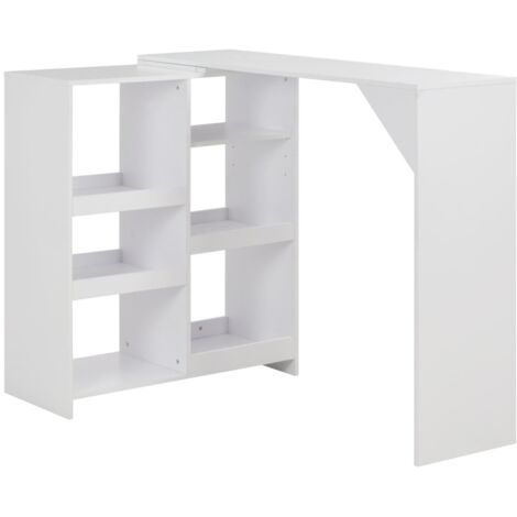 vidaXL Tavolo da Bar con Scaffale Mobile Bianco 138x39x110 cm