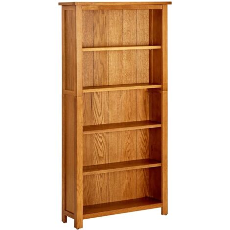 vidaXL Libreria a 5 Ripiani 70x22x140 cm in Legno Massello di Rovere