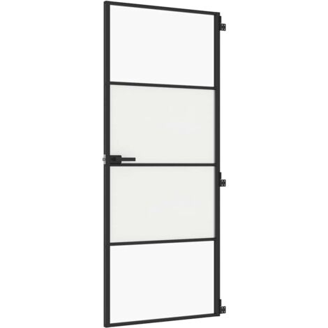 vidaXL Porta per Interni Nera 83x201,5cm Vetro Temperato e Alluminio
