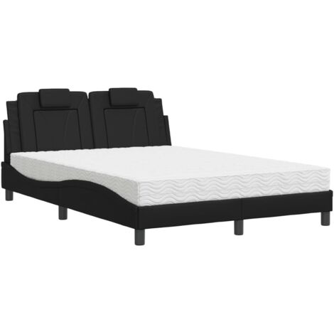 vidaXL Letto Viana con Materasso Nero 140x200 cm in Similpelle (1/5)