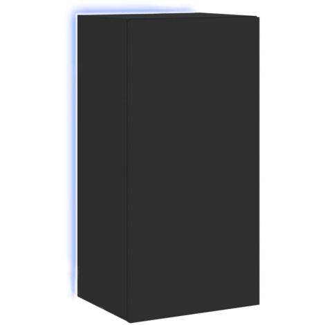vidaXL Mobile TV a Parete con Luci LED Nero 40,5x35x80 cm