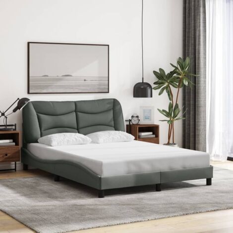 vidaXL Giroletto senza Materasso Hvar Grigio Scuro 140x190 cm Tessuto (1/5)
