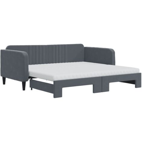 vidaXL Divano Letto Estraibile Materassi Grigio Scuro 90x190cm Velluto