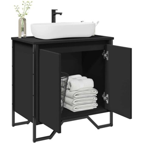 vidaXL Mobile Lavabo Bagno Nero 60x35x60 cm in Truciolato