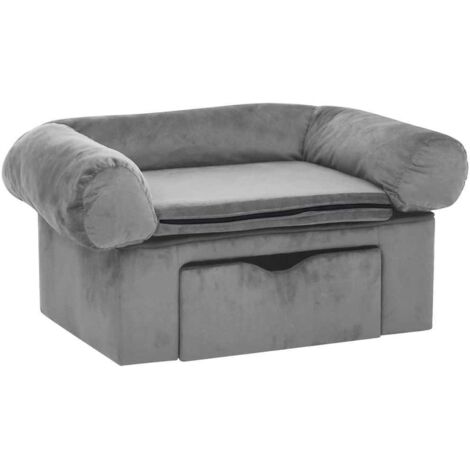 vidaXL Divano per Cani con Cassetto Grigio 75x50x38 cm in Peluche