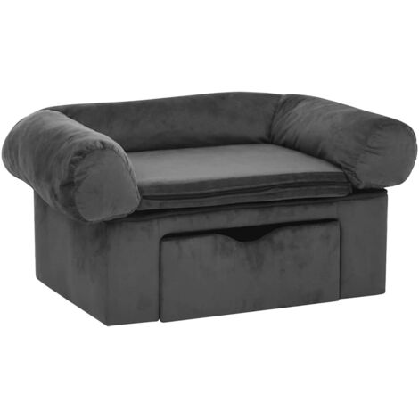 vidaXL Divano per Cani con Cassetto Grigio Scuro 75x50x38cm in Peluche