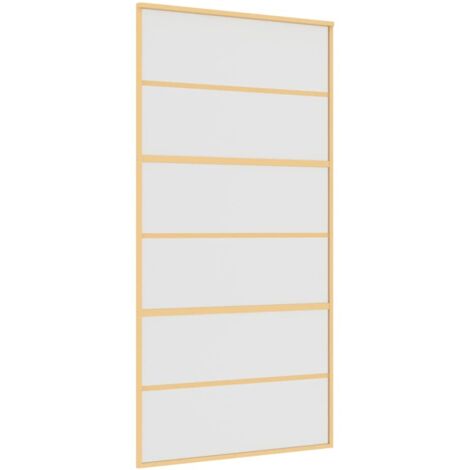 vidaXL Porta Scorrevole Oro 102,5x205 Vetro Smerigliato ESG Alluminio