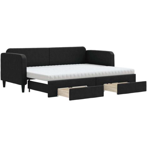 vidaXL Divano Letto Estraibile con Cassetti Nero 80x200 cm in Tessuto