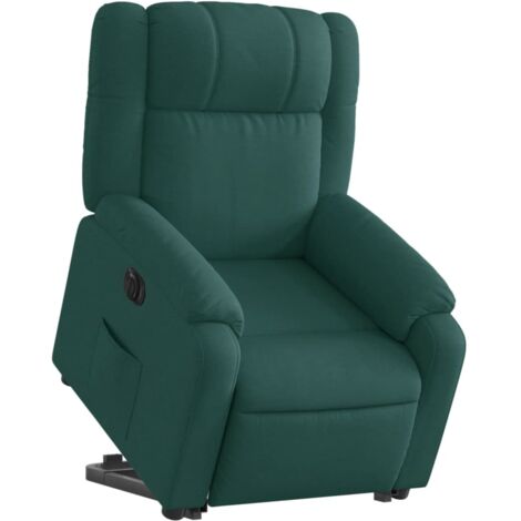 vidaXL Poltrona Alzapersona Reclinabile Elettrica Verde Scuro Tessuto